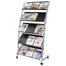 Alba Mobile Literature Display Unit 15 x A4 Compartments Black and Silver DD5GM