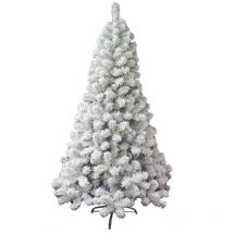 Albero di Natale Bianco Innevato pan di zucchero alto 180 ricco di 455punte pvc Magia Natalizia elegante apertura ad ombrello