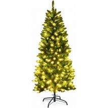 Goplus - Albero di Natale con Luci, Albero Realistico per Interno ed Esterno, Albero Artificiale con Base Stabile 150cm/180cm/210cm (150 cm)