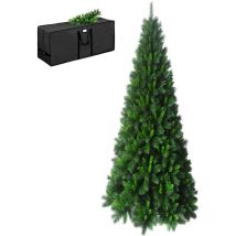 Albero di Natale Effetto Realistico Pino Sweden Slim Artificiale Richiudibile Salvaspazio Apertura Ramo a Gancio Folto Verde con Borsone pino sweden