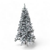 Albero di natale folto e luminoso effetto innevato realistico base in metallo Sestriere - 180 cm