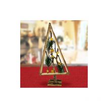 Albero di natale in legno con rametti e palline oro 58CM decorazioni natalizie