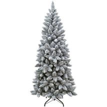 Cosedacasa - Albero Di Natale Innevato Bianco Alaska Slim Cm210 Apertura Ad Ombrello Artificiale Folto Salvaspazio 818 Rami Diametro 95cm