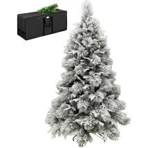 Marvin - Albero di Natale Innevato con Pigne Effetto Realistico Richiudibile tokyo, Apertura Ramo a gancio, Facile da Montare, Decorazioni Natalizie,