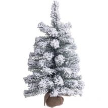 Weihnachtsbaum 'Pinetto Timmy verschneite' aus pvc + weißem Flock mit Jutefuß -90 cm