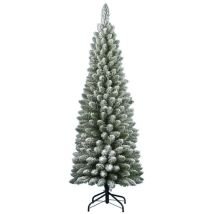 Albero di Natale silvestre floccato 180 cm – PVC Verde/Bianco – 326 rami