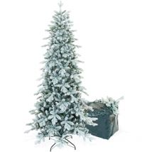 BOP - Albero di Natale innevato Slim in pe Real Touch e pvc Borsa Omaggio, Gaia 210 cm