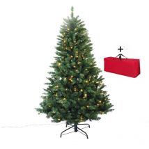Albero di Natale Folto Verde con Luci Led Effetto Realistico 180 cm con Borsa
