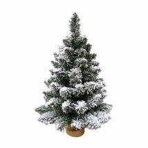 Albero di Natale timmy innevato mini piccolo pinetto pvc con base yuta effetto reale salva spazio - H90 cm