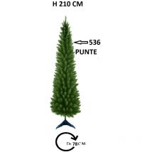 Albero di natale verde slim cm 180-210-240 abete artificiale apertura ad ombrello stretto folto pieno salvaspazio ignifugo - misura: 210 cm