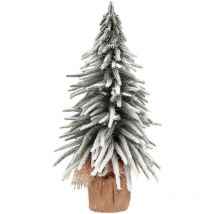 Alberello di natale innevato con base in juta, h45 cm