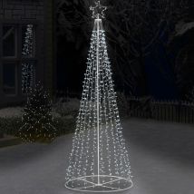 Albero Natale Luminoso 340 Cm Bianco Freddo 991 Led Decorazione Metallo Esterno