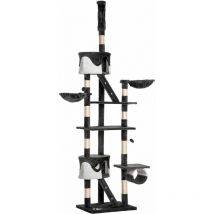 Albero Tiragraffi per Gatti 60x45x240-260 cm con Corda in Sisal Grigio Scuro, Bianco