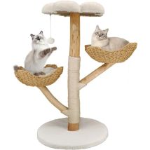 Albero Tiragraffi Per Gatti Alto 111cm Molto In Legno Massello Per Arrampicarsi Dormire Giochi
