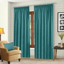 Asab - Albert Austin Pencil Pleated Blackout Curtain Pair Teal 46 x 72