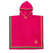 Benetton - albornoz poncho de niño 7-14 años 380 gsm 100% algodón rosa