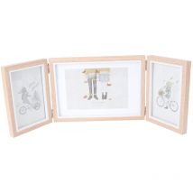 Feiyue - Album photo créatif en bois, 1 album pliable à trois couches, cadre photo multifonctionnel