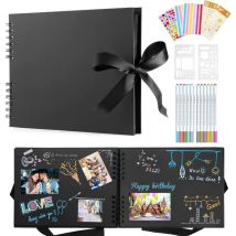 Litzee - Album Photo Scrapbooking, Albums Photos diy avec 12 Stylos MéTalliques, 80 Pages Scrapbooking Livre Fait à La Main diy Album, Cadeaux pour