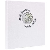 Panodia - Album Photo Mariage 600 photos – Album Photo Traditionnel Blanc Pailleté Argent – Album Photo Personnalisable 100 Pages - Livre Photo