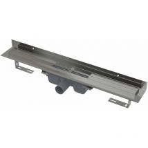 Système de drainage - Douchegoten - Caniveau de douche Wall 75 cm, avec rebord pour grille pleine et collier de fixation au mur, acier inoxydable