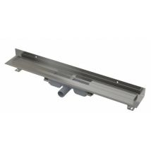 Système de drainage - Douchegoten - Caniveau de douche Wall Low 115 cm, avec rebord pour grille pleine et collier de fixation au mur, inox