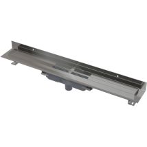 Alcadrain - Douchegoten - Receveur de douche mural bas 750 mm, avec collier fixe au mur, écoulement vertical, acier inoxydable