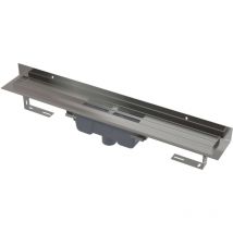 Alcadrain Duschrinnen - Duschrinne Wall 75 cm, mit festem Kragen zur Wand, senkrechter Ablauf, Edelstahl APZ1016-750