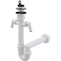 Alcaplast - Alcadrain Siphons - Siphon d'évier, diamètre 70 mm, avec 2 raccords, en plastique A820-DN40