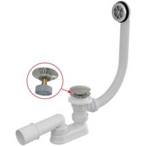 Alcadrain - Sistemi di scarico - Set di scarico e troppopieno per vasca da bagno, lunghezza 80 cm, ClickClack, metallo A505CKM-80