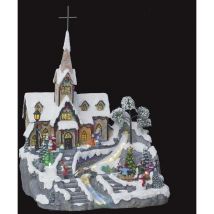 Aldea de Navidad animada iglesia del pueblo 9 led + transformador - Feeric lights & christmas
