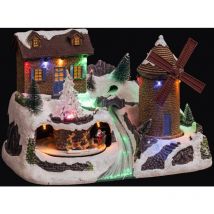 Molino musical animado pueblo de Navidad 15 LEDs + transformador - Feeric lights & christmas