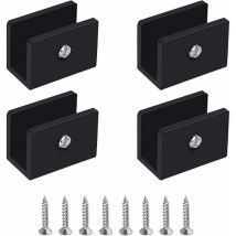 Mereteet - Aleación de aluminio, para vidrio de 8-10 mm de espesor, abrazadera para vidrio, soporte para estante de vidrio de 4 piezas, soporte negro