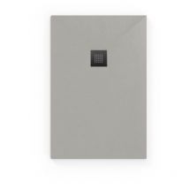 Alek Rechteckige Duschwanne Gussmarmor 140x80 cm, grau