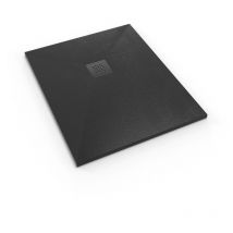 Alek Rechteckige Duschwanne Gussmarmor 120x80 cm, schwarz