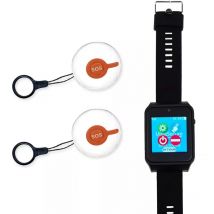 Ultra Secure - Alerte panique 2 boutons sos sans-fil sur montre IP67 tactile - écran digital / bip + led + Vibration