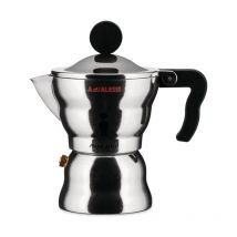 Alessi AAM33/6 - Espresso-Kaffeemaschine de Design, Gehäuse de Aluminium, Griff und Knopf de Thermoplastisches Harz, 6 Tassen
