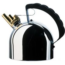 Alessi 9091 FM - Bollitore di Design con fischietto Melodico, acciaio e PA, Nero