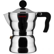 Alessi - AAM33/3 Moka Caffettiera Espresso in Fusione di Alluminio, Manico e Pomolo in Resina Termoplastica, Nero