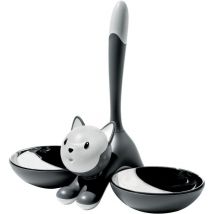 Tigrito AMMI09 g Ciotola per Gatti Doppia, in Acciaio Inox, Grigio - Alessi
