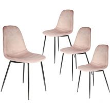 Altobuy - alessia - Lot de 4 Chaises Velours Côtelé Roses