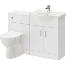 Alexander James - Gloss White 1150mm 2 Door Vanity Unit Toilet Suite