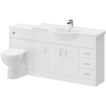 Alexander James - Gloss White 1700mm 3 Door 3 Drawer Vanity Unit Toilet Suite
