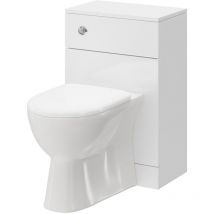 Gloss White 500mm Toilet Unit and Monza Back To Wall Toilet Pan with Soft Close Toilet Seat - Alexander James