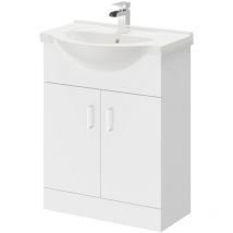 Alexander James - Gloss White 650mm Vanity Unit and Basin with 1 Tap Hole