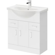 Alexander James Gloss White 750mm Vanity Unit and Basin with 1 Tap Hole