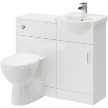 Alexander James - Gloss White 950mm 1 Door Vanity Unit Toilet Suite