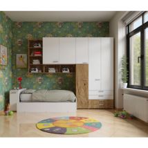 ALF361 - Demi-pont avec lit coulissant 258x361x87 (lxpxh) - Blanc et chêne