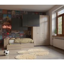 ALF376 - Demi-pont avec lit extractible 258x376x87 (lxdxh) - Rovere rock e basalto