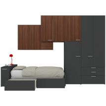 ALF376 - Demi-pont avec lit extractible 258x376x87 (lxdxh) - Basalto e Noce