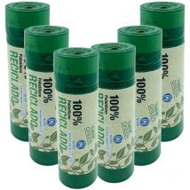 Alfapac - 100% reciclado 6 rollos de 20 bolsas de basura con autocierre, capacidad 30L